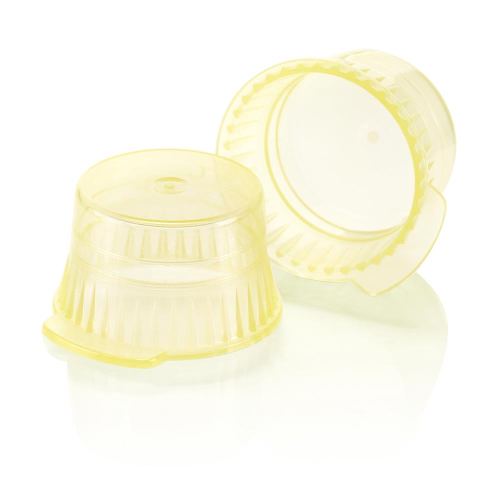 Globe Scientific Snap Cap, Translucent Yellow, PE, for 13mm Glass and Evacuated Tubes and 12mm Plastic Test Tubes Image